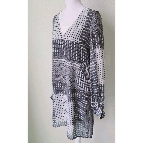 Capulet Shirt Dress Small / Medium Pockets Black & White Mixed Patterns Office - Picture 4 of 12